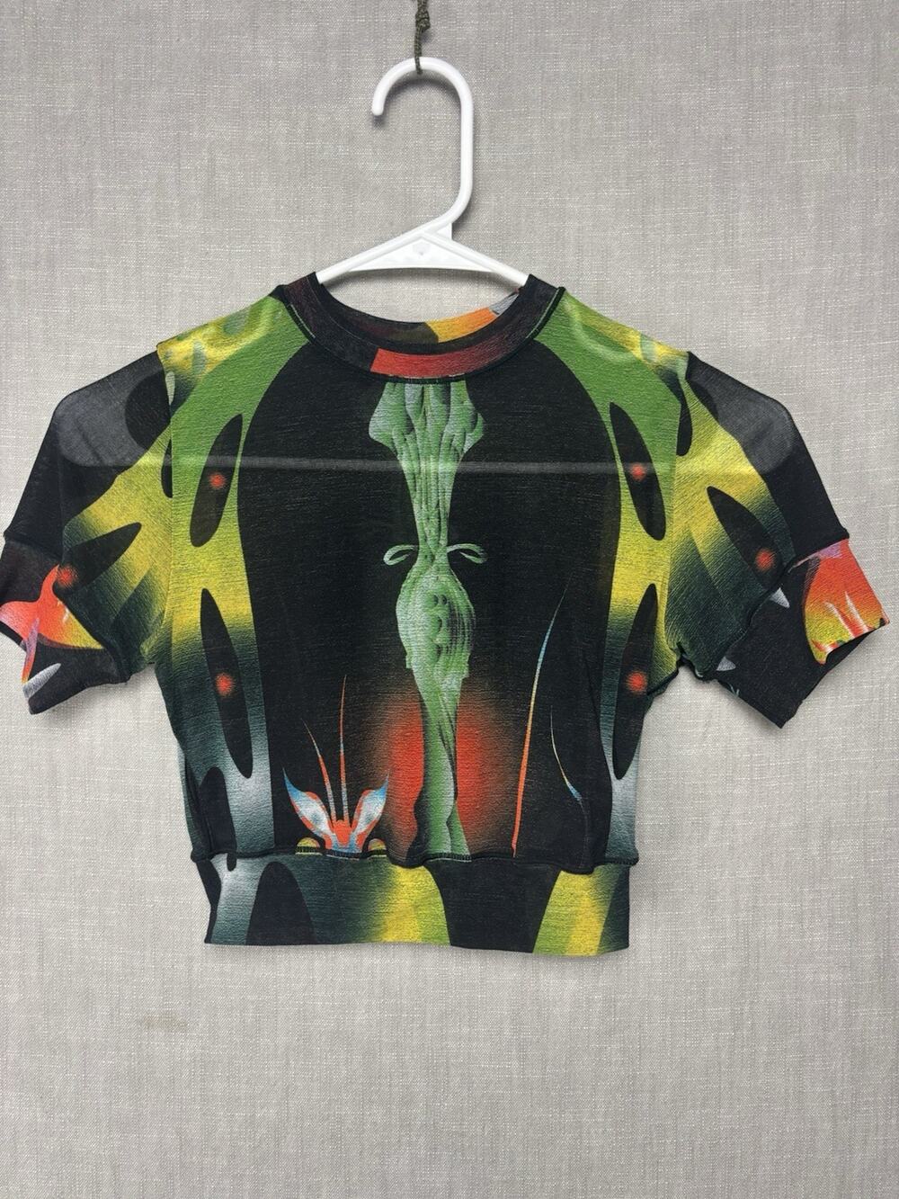 Skims Firpal Obsidian Print Summer Mesh Crop T Shirt Rare Size Small